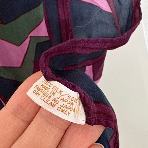 Monique Martin 100% Silk Scarf 1970s Mod Geometric Pop Art - Picture 9 of 9